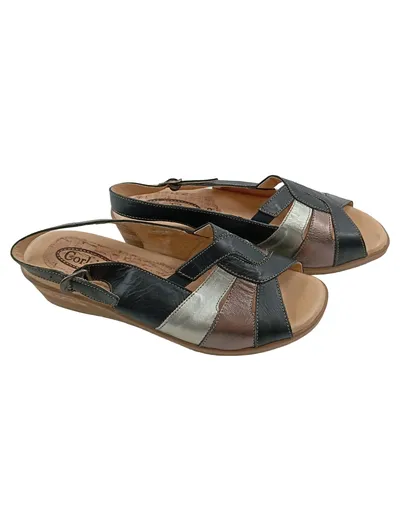 Corkies Damen Wedge Sandalen Slingback Leder Mehrfarbig Größe 40