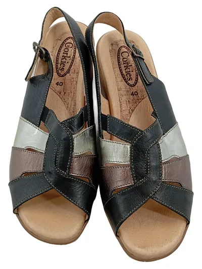 Corkies Damen Wedge Sandalen Slingback Leder Mehrfarbig Größe 40