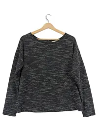 Broadway NYC Fashion Damen Pullover Gr. M Grau Meliert Langarm Reißverschluss 1