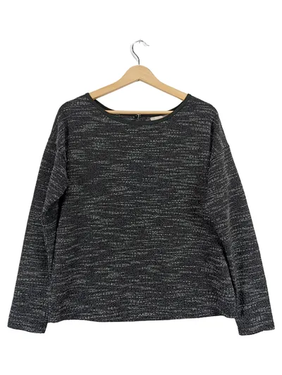 Broadway NYC Fashion Damen Pullover Gr. M Grau Meliert Langarm Reißverschluss