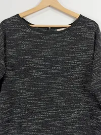 Broadway NYC Fashion Damen Pullover Gr. M Grau Meliert Langarm Reißverschluss 2