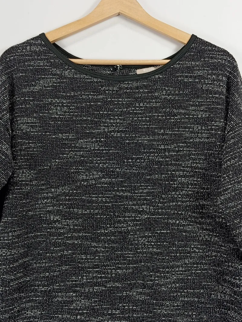 Broadway NYC Fashion Damen Pullover Gr. M Grau Meliert Langarm Reißverschluss 2