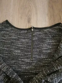 Broadway NYC Fashion Damen Pullover Gr. M Grau Meliert Langarm Reißverschluss 9