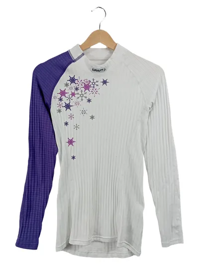 Craft Damen Langarmshirt Weiß Gr. 42, 44 Sportlich Schneeflocken