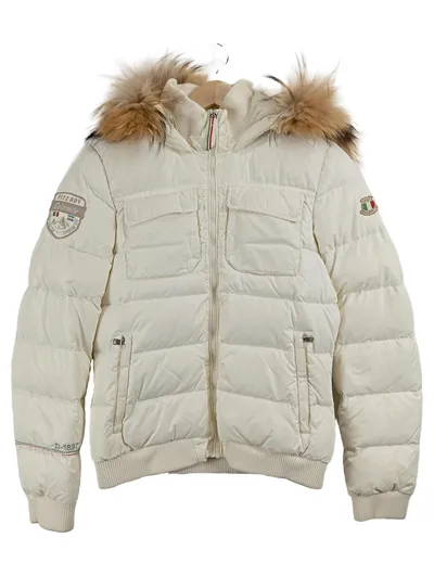 Dolomite Damen Steppjacke Weiß Gr. 36 S Outdoor Kapuze Fellbesatz