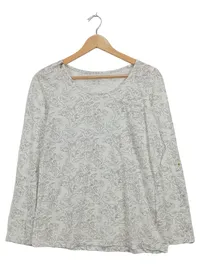 Esmara by Heidi Klum Damen Langarmshirt Blumenmuster Gr. 46 Weiß Romantisch 1