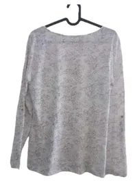 Esmara by Heidi Klum Damen Langarmshirt Blumenmuster Gr. 46 Weiß Romantisch 2