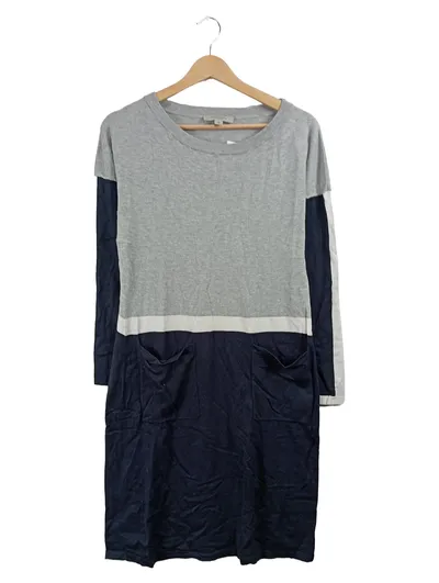 Comma Damen Strickkleid Gr. 40 L Mehrfarbig Colorblock Casual Viskose