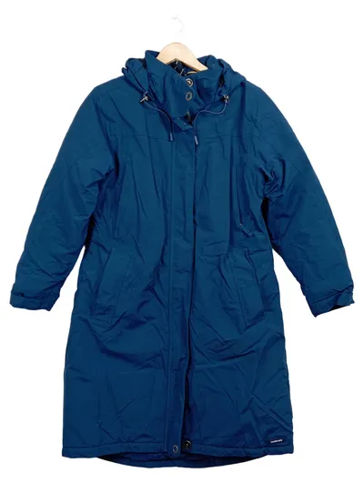LANDS' END Damen Parka Mantel Petrol Gr. S/36 Kapuze Outdoor Wintermantel