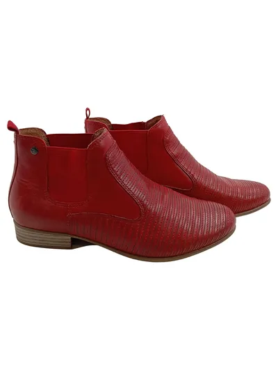 Tamaris Damen Stiefeletten Chelsea Boots Leder Rot Gr. 37