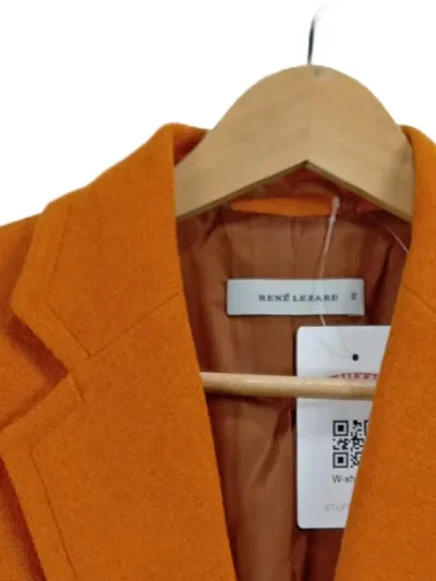 René Lezard Damen Blazer Gr. 36 Orange Wolle Business Klassisch