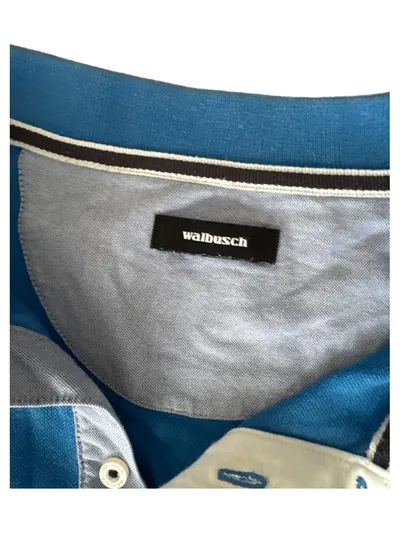 Walbusch Herren Poloshirt Blau Gr. 54 XXL Kurzarm Casual Baumwolle