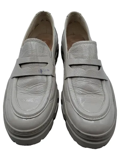Paul Green Damen Loafer Slipper Lackleder Beige Plateau Gr. 6.5 / 39.5