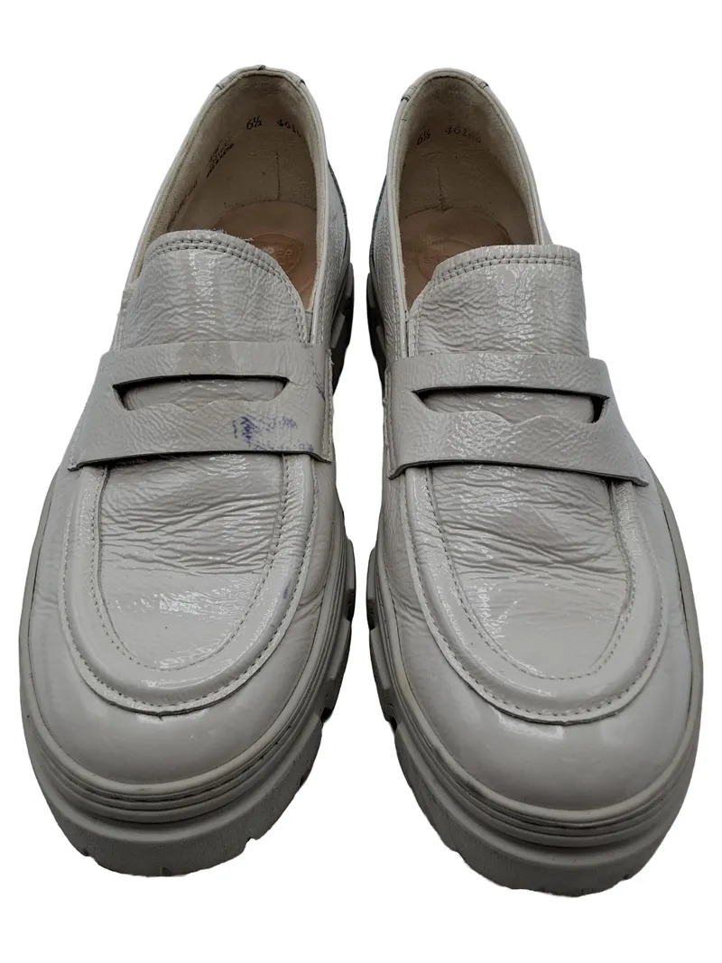 Paul Green Damen Loafer Slipper Lackleder Beige Plateau Gr. 6.5 / 39.5 2