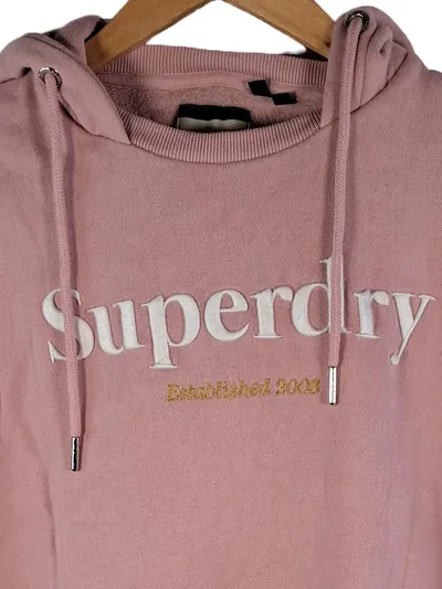 Superdry Damen Kapuzenpullover Hoodie Rosa Gr. 36 S Stickerei Casual