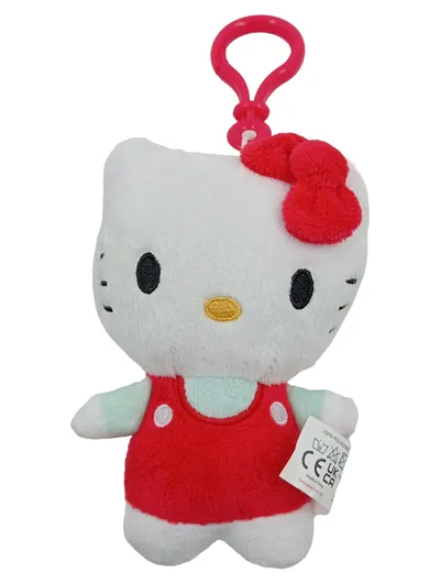 Sanrio Hello Kitty Plüsch Schlüsselanhänger Clip rot 9x13 cm