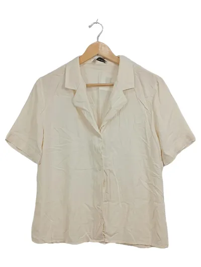 Mudo Collection Damen Bluse Kurzarm Hemdbluse Elegant Beige Gr. 38