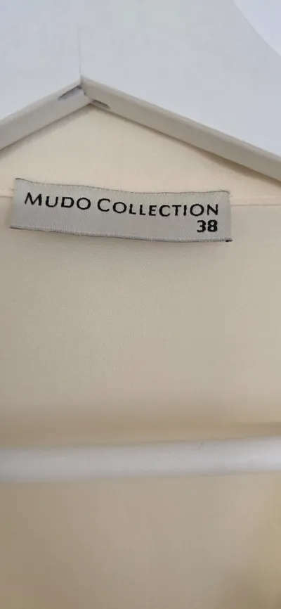 Mudo Collection Damen Bluse Kurzarm Hemdbluse Elegant Beige Gr. 38