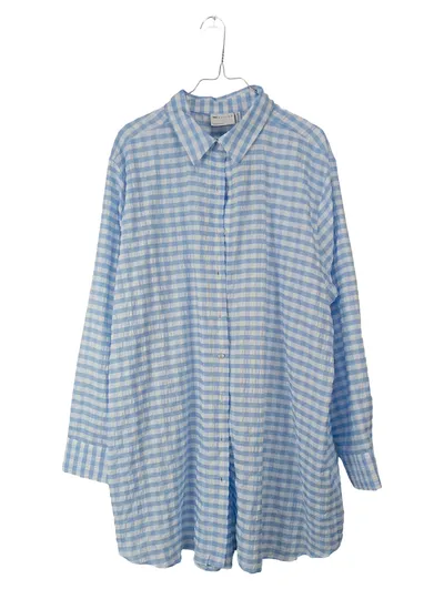 ASOS Design Damen Hemd Oversize Gr. 44 Blau Weiß Kariert Langarm