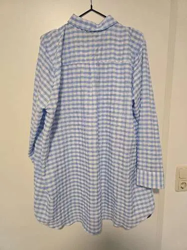 ASOS Design Damen Hemd Oversize Gr. 44 Blau Weiß Kariert Langarm