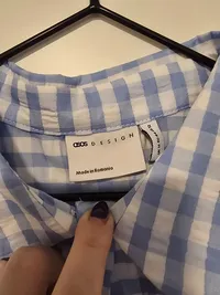 ASOS Design Damen Hemd Oversize Gr. 44 Blau Weiß Kariert Langarm 3
