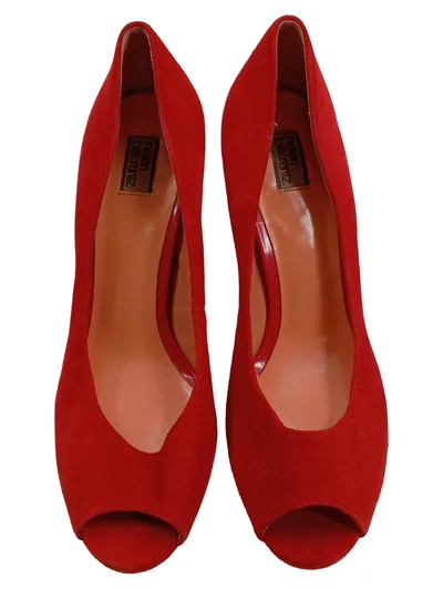 Helen Billkrantz Damen Peeptoe Pumps Rot Gr. 39 Elegant Wildleder