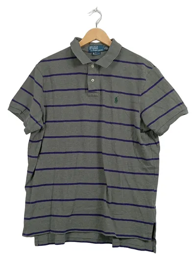 Ralph Lauren Herren Poloshirt Gestreift Grau Gr. 52;XL