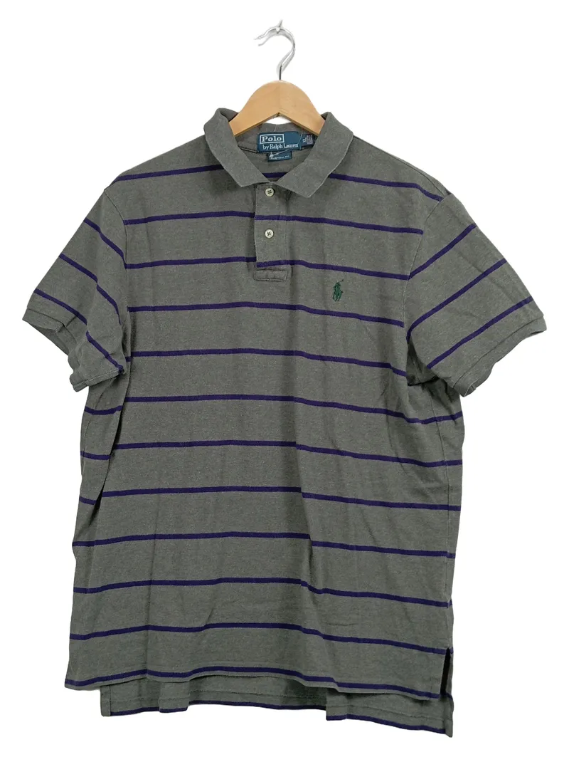Ralph Lauren Herren Poloshirt Gestreift Grau Gr. 52;XL 1