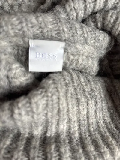 BOSS Damen Strickpullover Rollkragenpullover Grau Gr. M Alpaka Wolle