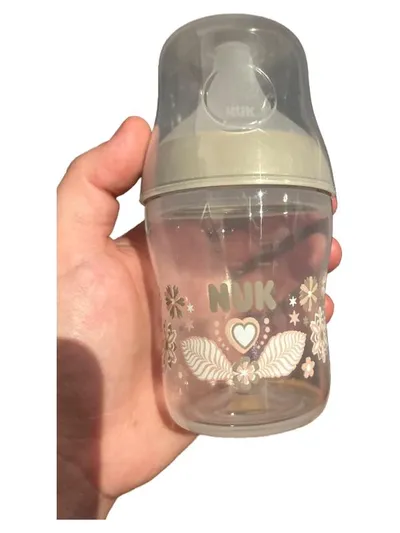 NUK Babyflasche 150ml Rosa Kunststoff Trinkflasche Höhe 13cm Breite 6cm