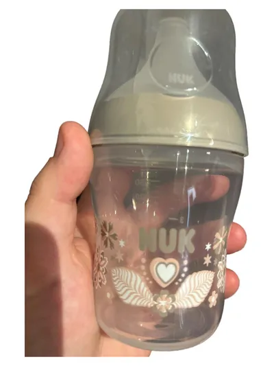 NUK Babyflasche 150ml Rosa Kunststoff Trinkflasche Höhe 13cm Breite 6cm