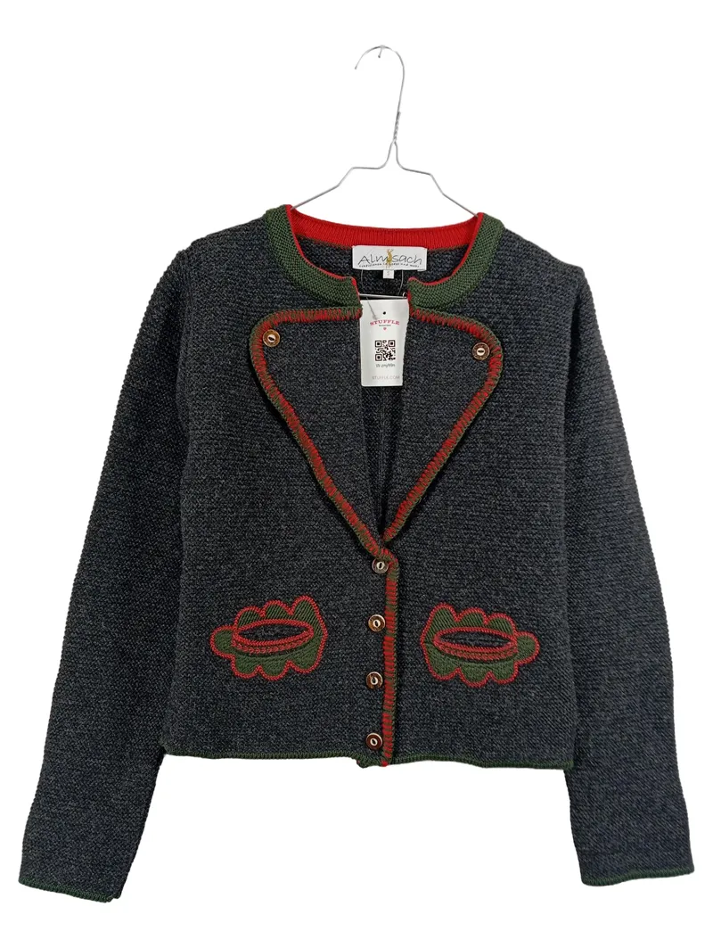 Almsach Damen Trachtenjacke Strickjacke Grau Gr. S Wolle Tracht 1