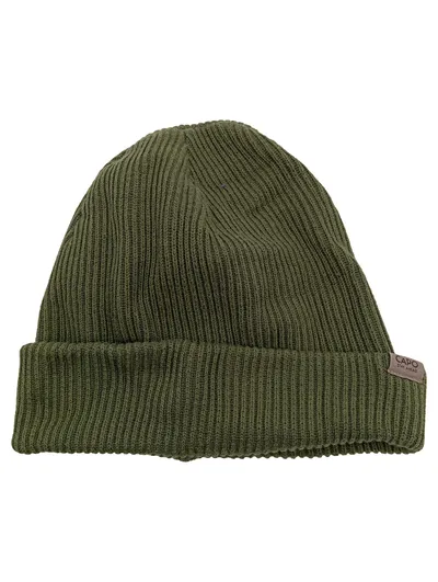 Capo Strickmütze Beanie Oliv Grün Baumwolle Rippstrick Unisex