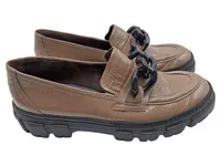 Paul Green Damen Slipper Lackleder Kette Braun Gr. 6.5 / EU 39.5 2