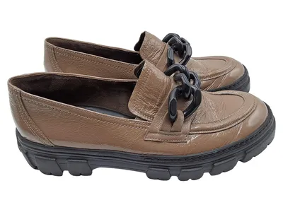 Paul Green Damen Slipper Lackleder Kette Braun Gr. 6.5 / EU 39.5