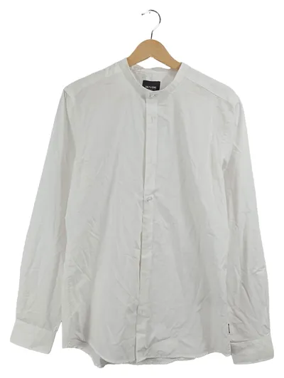 ONLY & SONS Business Hemd Herren Weiß Gr. M Langarm Stehkragen Slim Fit