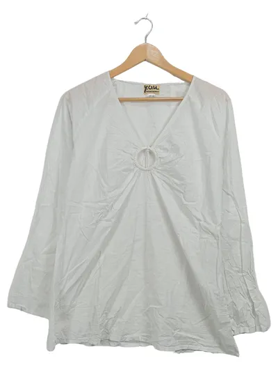 y.o.u. young order unlimited Damen Bluse Gr. 44 Weiß Boho Langarm