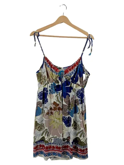 Comma Damen Sommerkleid Gr. 42 XL Mehrfarbig Blumenmuster Trägerkleid