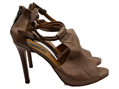 Donna Più Sandaletten Damen Leder Beige Gr. 40 High Heels Absatz 11cm Italy