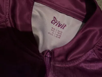 Crivit Damen Radtrikot Gr. 44-46 Funktionsshirt Kurzarm Lila Weiß