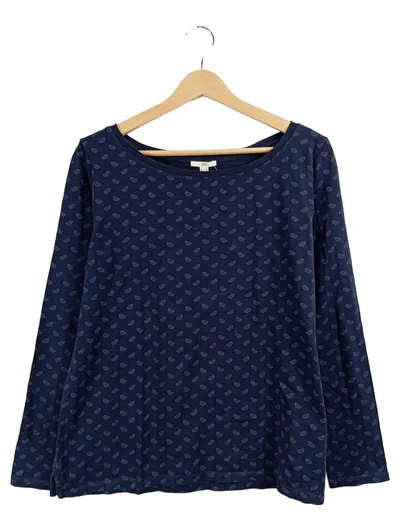 EDCO Damen Langarmshirt Blau Paisley Muster Gr. 40 L Casual Baumwolle