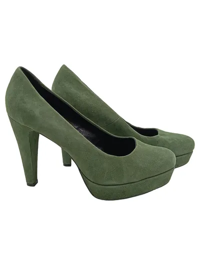 5th Avenue Damen Pumps Wildleder Grün Plateau Absatz Größe 39