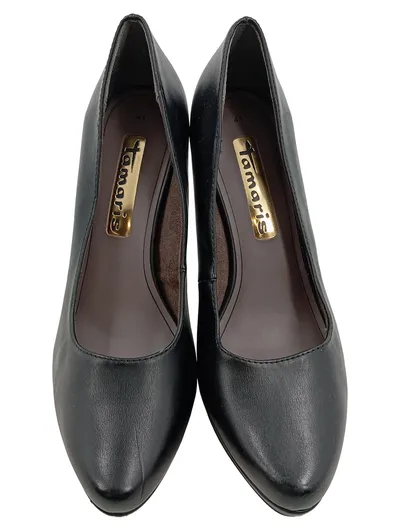 Tamaris Pumps Damen High Heel Leder Schwarz Größe 41 Klassisch Elegant