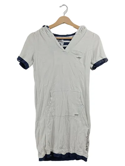 KangaROOS Freizeitkleid Damen Weiß Gr. 32 XXS Kapuze Sportlich Baumwolle