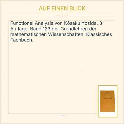 Functional Analysis Kôsaku Yosida Springer Band 123 3. Auflage Fachbuch Mathe