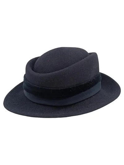 Mayser Hut Damen Elegant Filzhut Schwarz Größe S Uni Knopf Akzent