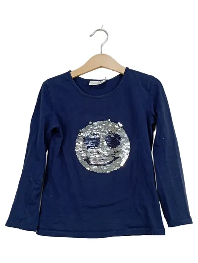 Happy Girls Langarmshirt Blau Gr. 116 Smiley Pailletten Mädchen