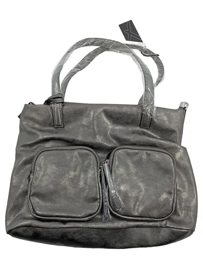 SURI FREY Damen Shopper Handtasche Metallic Grau 35x28 cm Neu mit Etikett