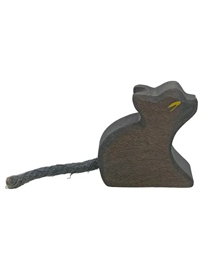 Ostheimer Holzfigur Katze Grau Tierfigur Holzspielzeug Spielfigur