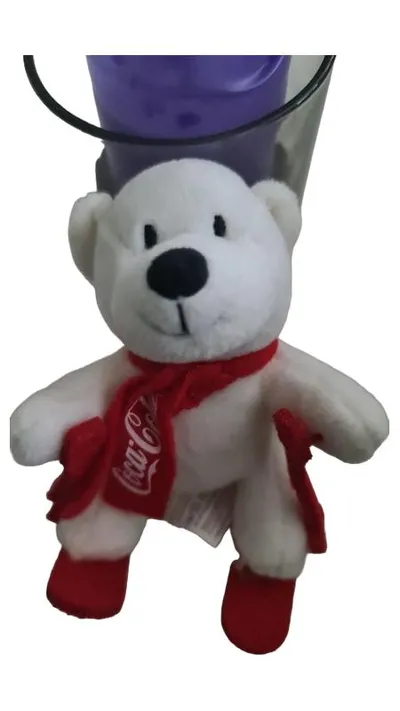 Coca-Cola Plüschtier Eisbär mit rotem Schal Kuscheltier Weiß 14 cm